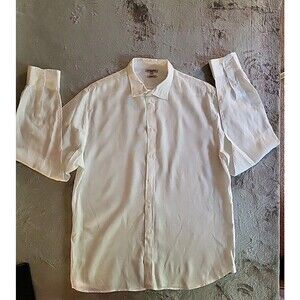 Doppelganger Roma Linen Shirt Men XXL White Button Down Dress Up  Lightweight